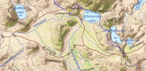 Map showing the outcrop marked as "Opna".